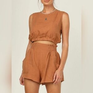 Round Neck Sleeveless Top and Shorts Set